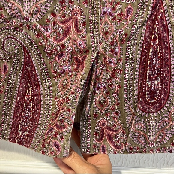 Loft Corduroy Paisley Print Skirt in Burgundy and Brown New size 8 - Picture 9 of 13